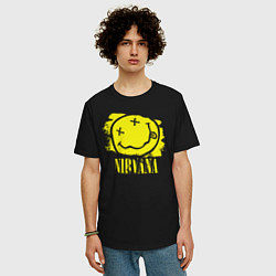 Футболка оверсайз мужская Nirvana Smile, цвет: черный — фото 2