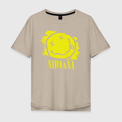 Мужская футболка оверсайз Nirvana Smile / Миндальный – фото 1
