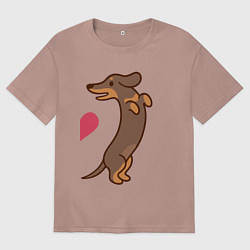 Футболка оверсайз мужская Такса, цвет: пыльно-розовый