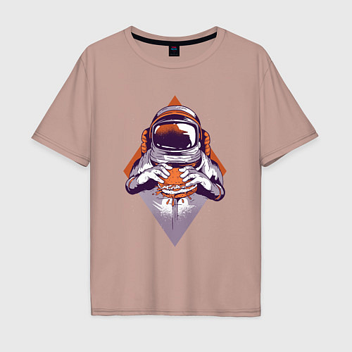 Мужская футболка оверсайз Астронавт с Бургером / Пыльно-розовый – фото 1