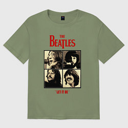 Футболка оверсайз мужская The Beatles LET IT BE, цвет: авокадо
