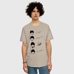 Футболка оверсайз мужская The Beatles автографы, цвет: миндальный — фото 2