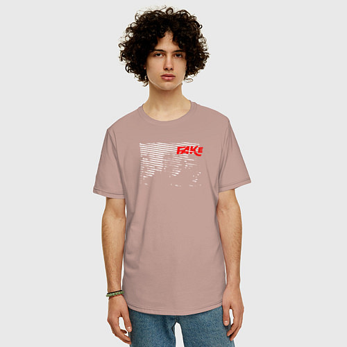 Мужская футболка оверсайз Fake Фальшивка / Пыльно-розовый – фото 3
