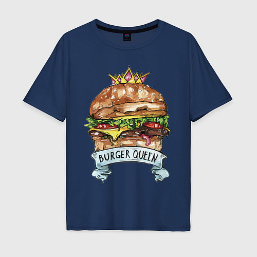 Мужская футболка оверсайз Burger queen / Тёмно-синий – фото 1