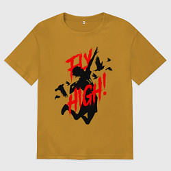 Футболка оверсайз мужская FLY HIGH! ВОЛЕЙБОЛ, цвет: горчичный