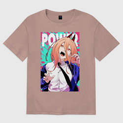 Футболка оверсайз мужская POWER CHAINSAW MAN ANIME, цвет: пыльно-розовый