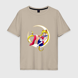 Футболка оверсайз мужская Sailor Moon, цвет: миндальный