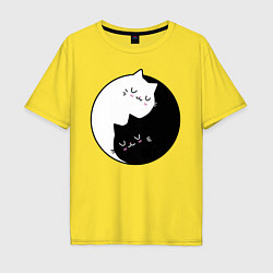 Футболка оверсайз мужская Yin and Yang cats, цвет: желтый