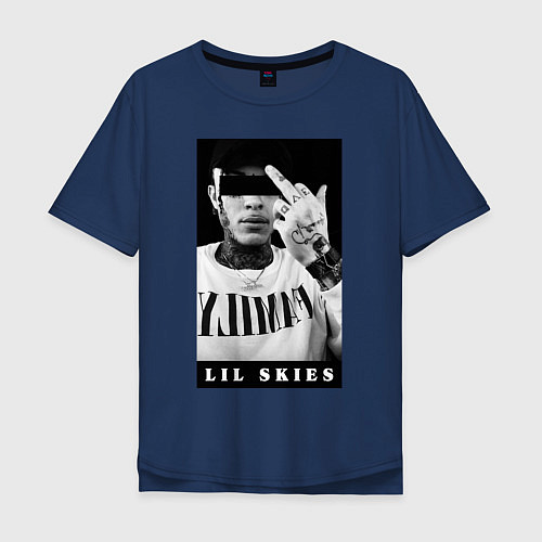 Мужская футболка оверсайз LIL SKIES Monochrome / Тёмно-синий – фото 1
