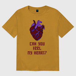 Футболка оверсайз мужская Bring Me The Horizon 2D Сердце, цвет: горчичный