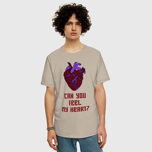 Мужская футболка оверсайз Bring Me The Horizon 2D Сердце / Миндальный – фото 3