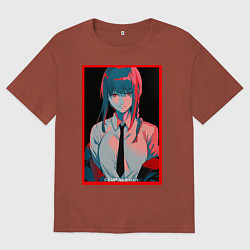 Мужская футболка оверсайз Макима человек бензопила Red