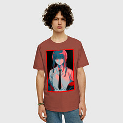 Футболка оверсайз мужская Макима человек бензопила Red, цвет: кирпичный — фото 2