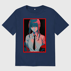 Футболка оверсайз мужская Макима человек бензопила Red, цвет: тёмно-синий