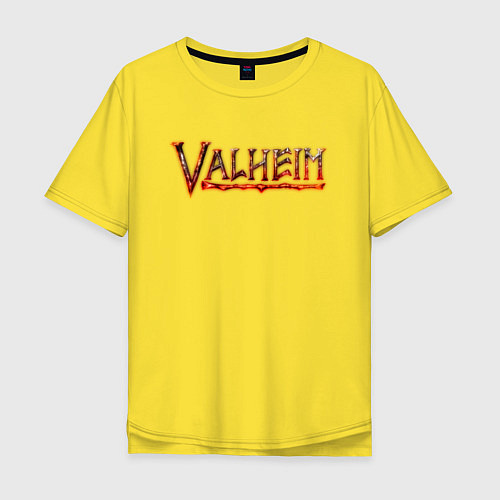 Мужская футболка оверсайз Valheim огненный лого / Желтый – фото 1