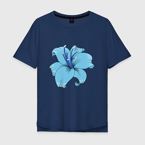 Мужская футболка оверсайз Лилия / Тёмно-синий – фото 1