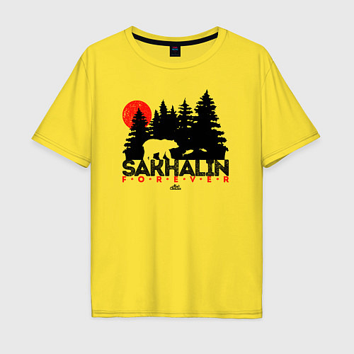 Мужская футболка оверсайз Sakhalin forever / Желтый – фото 1