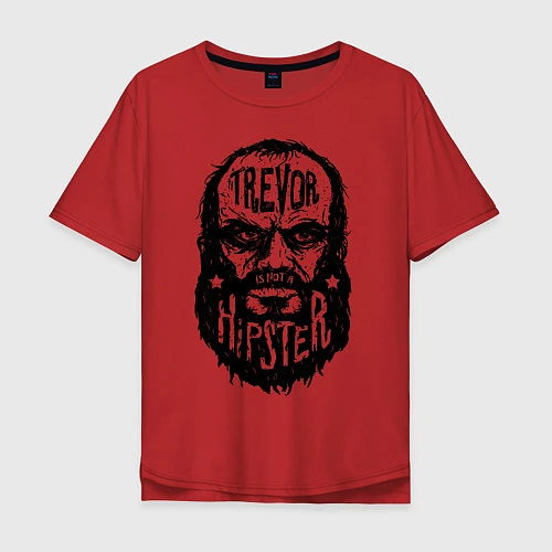 Мужская футболка оверсайз TREVOR IS NOT A HIPSTER / Красный – фото 1