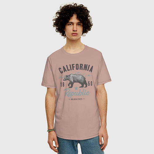 Мужская футболка оверсайз California / Пыльно-розовый – фото 3