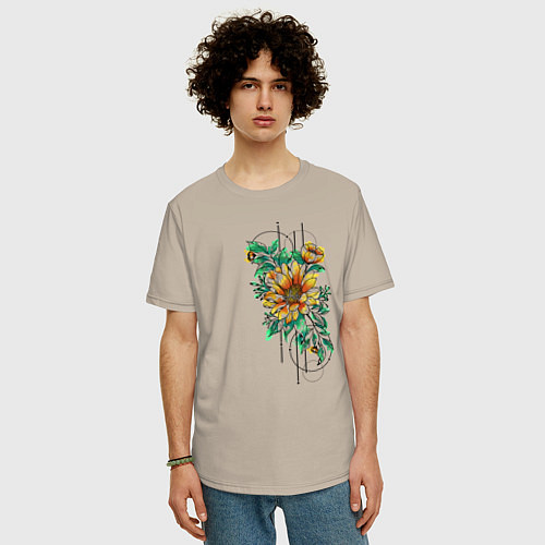 Мужская футболка оверсайз Sunflower / Миндальный – фото 3