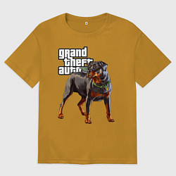 Мужская футболка оверсайз ЧОП - ротвейлер из GTA 5