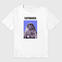 Футболка оверсайз мужская Котэ в космосе, цвет: белый