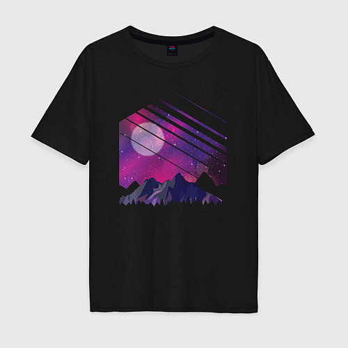 Мужская футболка оверсайз Mountain Galaxy / Черный – фото 1