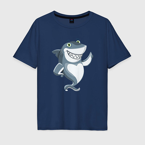 Мужская футболка оверсайз SHARK SMILE / Тёмно-синий – фото 1