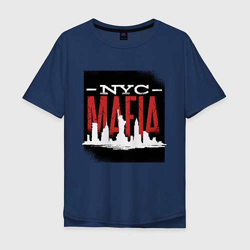 Мужская футболка оверсайз New York Mafia / Тёмно-синий – фото 1