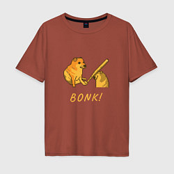 Футболка оверсайз мужская Doge Bonk go to horny jail, цвет: кирпичный