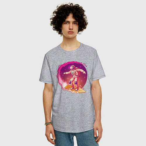 Мужская футболка оверсайз Космический серфинг / Меланж – фото 3
