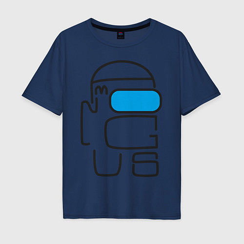 Мужская футболка оверсайз АМОНГ АС ШРИФТ AMONG US TYPE / Тёмно-синий – фото 1