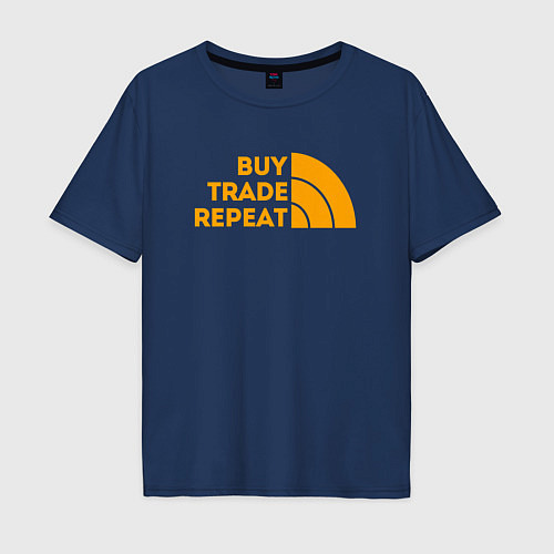 Мужская футболка оверсайз BUY TRADE REPEAT ТРЕЙДИНГ / Тёмно-синий – фото 1