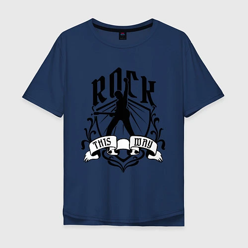 Мужская футболка оверсайз Rock This Way / Тёмно-синий – фото 1