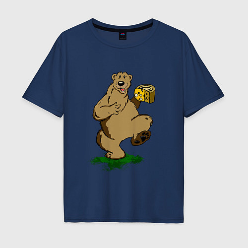Мужская футболка оверсайз Тучный медведь / Тёмно-синий – фото 1