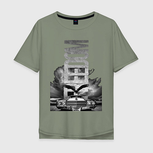 Мужская футболка оверсайз Орел на машине / Авокадо – фото 1