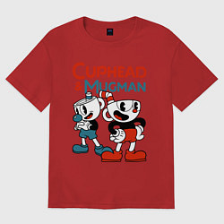 Футболка оверсайз мужская Cuphead & Mugman, цвет: красный