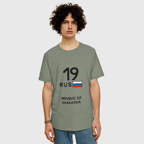 Мужская футболка оверсайз Республика Хакасия 19 rus / Авокадо – фото 3