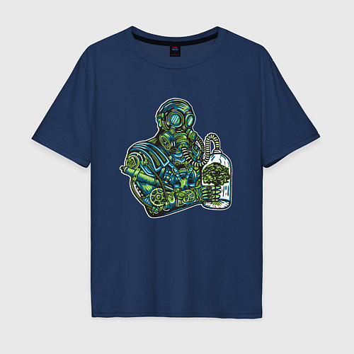 Мужская футболка оверсайз Стимпанк Эко Steampunk Green Z / Тёмно-синий – фото 1