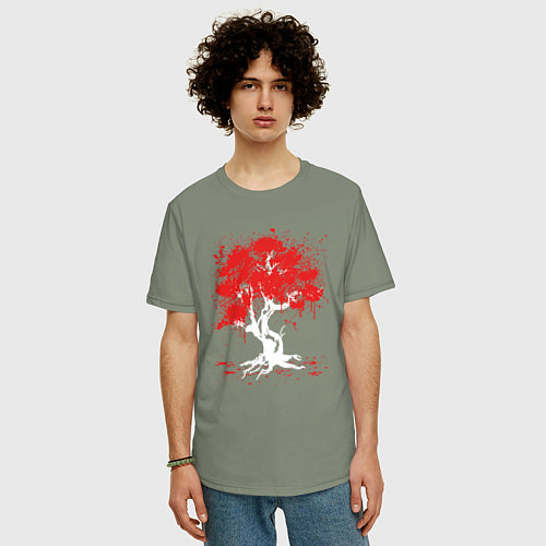 Мужская футболка оверсайз САКУРА SAKURA ВИШНЯ / Авокадо – фото 3