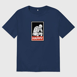 Футболка оверсайз мужская Happy, цвет: тёмно-синий