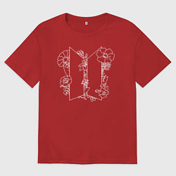 Футболка оверсайз мужская БТС BTS Stay Gold Bangtan Boys, цвет: красный