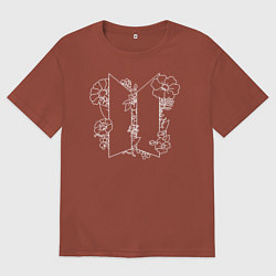 Футболка оверсайз мужская БТС BTS Stay Gold Bangtan Boys, цвет: кирпичный