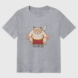 Футболка оверсайз мужская Толстый Кот Сумо, цвет: меланж