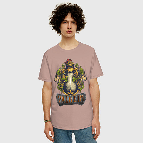 Мужская футболка оверсайз Valheim рыцарь и львы / Пыльно-розовый – фото 3