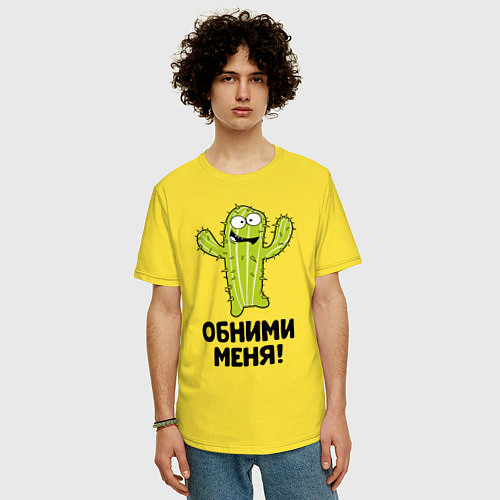 Мужская футболка оверсайз Кактус обнимашки / Желтый – фото 3