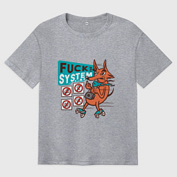 Футболка оверсайз мужская Fuck The System Запреты прикол, цвет: меланж