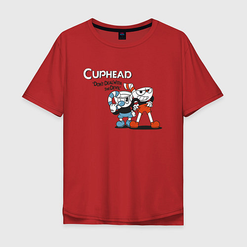 Мужская футболка оверсайз Cuphead / Красный – фото 1