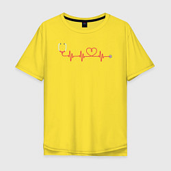 Футболка оверсайз мужская Стетоскоп, цвет: желтый