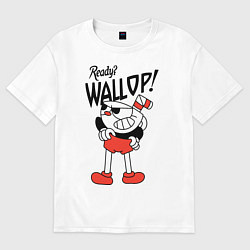 Футболка оверсайз мужская Cuphead: Ready? Wallop!, цвет: белый